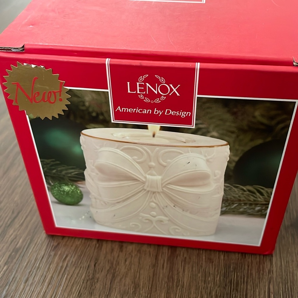 Lenox  Radiant Light Bow Votive Candle Christmas NWOT